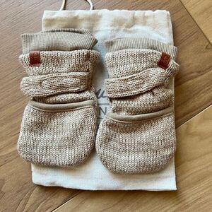 NEW Goumi Kids Pecan Knit Baby Mitts 3-6 mo Organic Cotton Gloves Tan Mittens